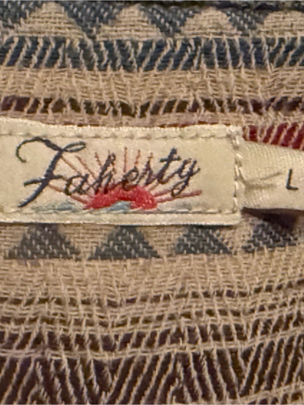 Faherty Aztec Pattern Button-Front Flannel - Blue/Red - Picture 2 of 3